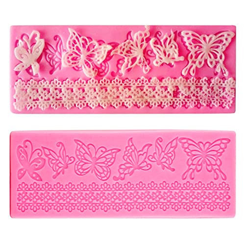 Silikonform Schmetterling Spitze Blumen, 2 Stk Wiederverwendbar Klein Fondant Formen Silikon Backen Kuchendekoration zu Weihnachten Rosa Silikonform Schmetterling Spitze Blumen, 2 Stk Wiederverwendbar Klein Fondant Formen Silikon Backen Kuchendekoration zu Weihnachten Rosa von SwirlColor