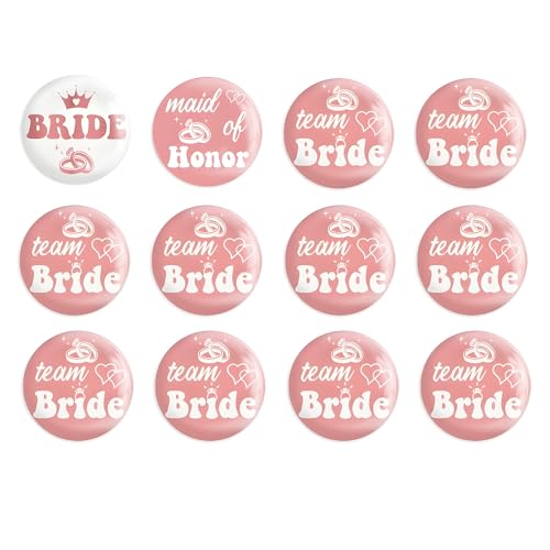 SwirlColor Team Bride Button, 12-Pack Team Braut Abzeichen Hen Party Tasche Füller Hen Do Zubehör für Hochzeit Bachelorette Party Brautdusche - weißer rosa Ring SwirlColor Team Bride Button, 12-Pack Team Braut Abzeichen Hen Party Tasche Füller Hen Do Zubehör für Hochzeit Bachelorette Party Brautdusche - weißer rosa Ring von SwirlColor