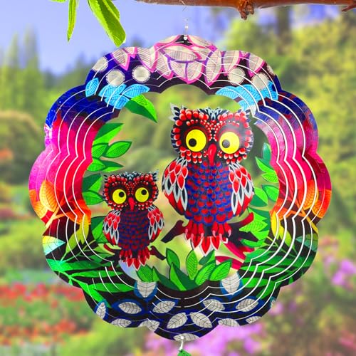 SwirlColor Wndspiele für Draußen Hängend Edelstahl, 3D-Edelstahl-Doule-Eulen-Windspiel zum Aufhängen Windspiel mit S-Haken und einem Blattanhänger für den Außenbereich im Innenbereich SwirlColor Wndspiele für Draußen Hängend Edelstahl, 3D-Edelstahl-Doule-Eulen-Windspiel zum Aufhängen Windspiel mit S-Haken und einem Blattanhänger für den Außenbereich im Innenbereich von SwirlColor