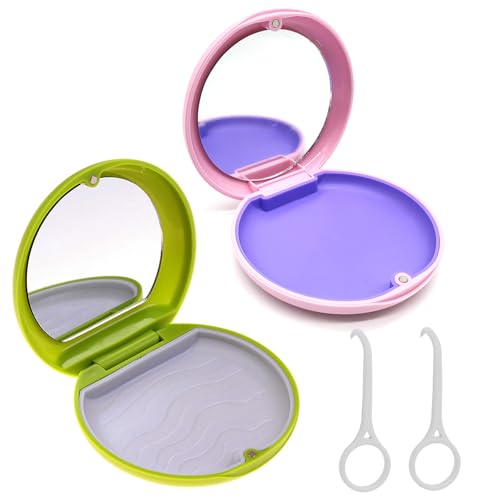 Zahnspangendose, 2 Stück Tragbare Aufbewahrungsbox für Zahnprothesen Behälter mit Spiegel Leere Gebissdose Zahnprothesendose Behälter für Zahnprothesen Box mit Aligner Removal Tool (Grün und Pink) Zahnspangendose, 2 Stück Tragbare Aufbewahrungsbox für Zahnprothesen Behälter mit Spiegel Leere Gebissdose Zahnprothesendose Behälter für Zahnprothesen Box mit Aligner Removal Tool (Grün und Pink) von SwirlColor