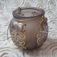 Swirlybugz Votivkerzenhalter, Grau Mit Eisglasur, Marienkäfer Und Goldene Wirbel von SwirlyBugz