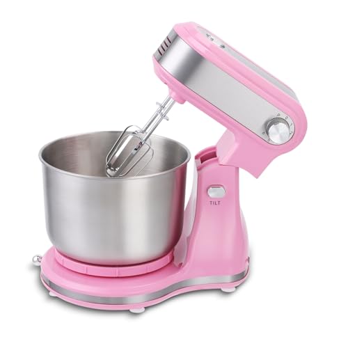 Swiss Pro+ Küchenmaschinen, rührgeräte & mixer - Teigknetmaschine mit Deckel - 300W - Edelstahl - Rosa - 3,5L von Swiss Pro+