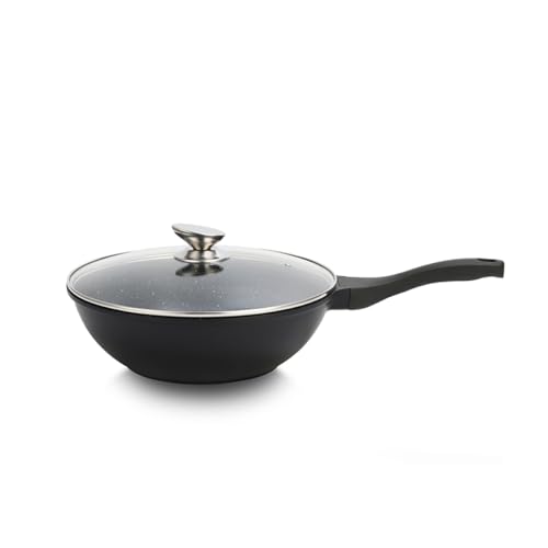 Swiss Pro+ Wokpfanne Induktion 28 cm - Aluminium Wok Pfanne - Spülmaschinenfest - Pfanne induktion - Schwarz von Swiss Pro+