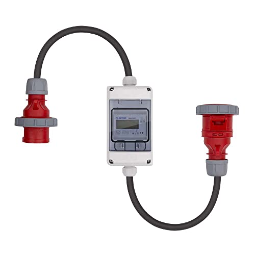 Swissnox 16A MID geeicht - Digital Stromzähler Zwischenstecker Box 400V / 16A CEE-Stecker Und Kupplung (PCE). Wattmeter Energiezähler Zwischenzähler Starkstromzähler. Assembled in Germany (IP65) von Swissnox