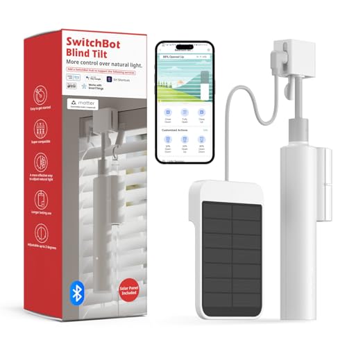 SwitchBot Blind Tilt Motorisierter Jalousie-Motor - Elektrischer Jalousie-Motor mit Bluetooth-Fernbedienung, solarbetrieben, Lichtsensorsteuerung, mit SwitchBot Hub Mini für Kompatibilität mit Alexa von SwitchBot