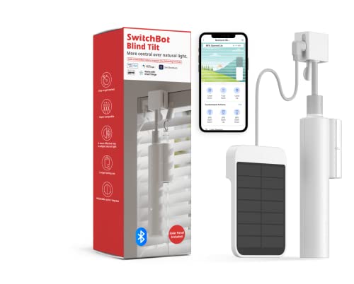 SwitchBot Blind Tilt Motorisierter Jalousie-Motor - Intelligenter elektrischer Jalousie-Motor mit Bluetooth-Fernbedienung, solarbetrieben, Hub für Kompatibilität mit Alexa, Google Home von SwitchBot