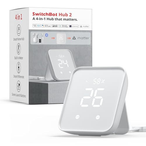 SwitchBot Hub 2, WLAN Thermometer Hygrometer, Smart IR Fernbedienung, Klimaanlagensteuerung, verbindet SwitchBot mit WLAN (unterstützt 2,4 GHz), kompatibel mit Alexa, Google Assistant, Siri, Matter von SwitchBot