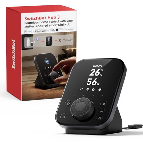 SwitchBot Hub 3, Smart Home Hub mit Matter Support, Smart IR Bluetooth-Fernsteuerung, WLAN-Thermometer und Hygrometer (unterstützt 2,4 GHz), Kompatibel mit Alexa, HomeKit, Google Home, IFTTT von SwitchBot
