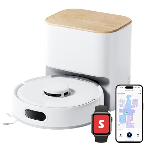 SwitchBot K11+ Saugerroboter mit Mopp, 6000Pa Saugkraft, 90 Tage Staubauffang, Selbstentleerung LDS Smarte Kartierung schlankes 3,6" Design kompatibel mit Apple Home Alexa Google Home und Matter von SwitchBot