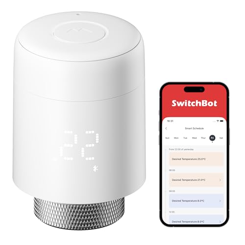 SwitchBot Smart Heizkörperthermostat, Bluetooth-Thermostat mit App-Streuerung&Zeitplanung, Energieseinparung, Einfache Installation, kompatibel mit Alexa, Apple Home&Google Home (Hub Erforderlich) von SwitchBot