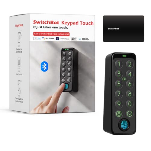 SwitchBot Smart Keypad Touch für SwitchBot Smartes Türschloss, schlüsselloser Zutritt per Fingerabdruck, IP65 wasserdicht, unterstützt virtuelle Passwörter für Haussicherheit von SwitchBot