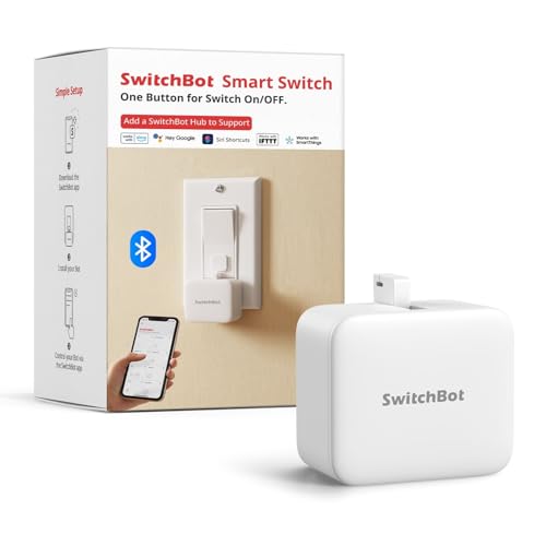 SwitchBot Smart Switch Toggle - Machen Sie Schalter intelligent, App- und Timer-Steuerung, fügen Sie Hub Mini hinzu, um es mit Alexa, Google Home und IFTTT Kompatibel zu Machen（Weiß） von SwitchBot