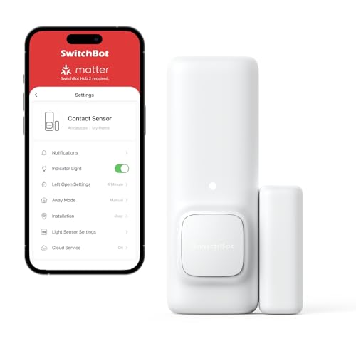 SwitchBot Tür Fensterkontakt Sensor – Drahtloses Haussicherheitssystem, Tür- und Fensterschalter-Detektor mit Alarm, fügen Sie SwitchBot Hub hinzu, um es Alexa-kompatibel zu Machen (1 Pack) von SwitchBot