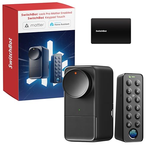 SwitchBot WLAN Smart Lock Pro mit Touchscreen-Tastatur, Matter Over WiFi, Elektronisches Türschloss Mit Aufladbarem Akku, Türöffner per App, Fingerprint, Code, Alexa, Google, unterstützt Apple Home von SwitchBot