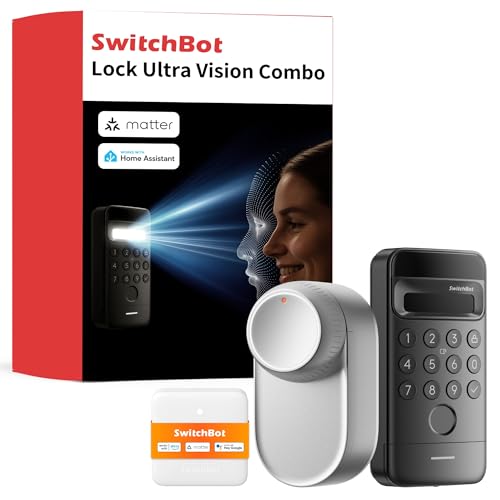 SwitchBot WLAN Smart Lock Ultra mit Keypad Vision, 3D-Gesichts-/Fingerabdruckerkennung, Elektronisches Türschloss mit Aufladbarem Akku, Öffnen per Gesicht, Fingerprint, Code, Alexa, unterstützt Matter SwitchBot WLAN Smart Lock Ultra mit Keypad Vision, 3D-Gesichts-/Fingerabdruckerkennung, Elektronisches Türschloss mit Aufladbarem Akku, Öffnen per Gesicht, Fingerprint, Code, Alexa, unterstützt Matter von SwitchBot