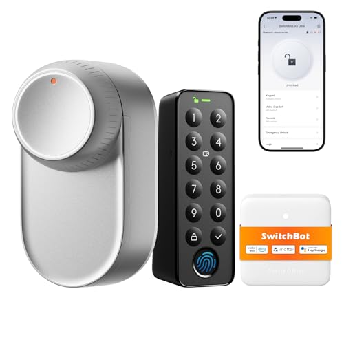 SwitchBot WLAN Smart Lock Ultra mit Touchscreen-Tastatur, Türriegelschlösser, Smartes Türschloss, Elektronisches Türschloss, Türöffner per App, Fingerprint, Code, Alexa, Google, unterstützt Matter von SwitchBot