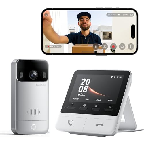 SwitchBot WLAN Türklingel mit Kamera, 2K Video Türklingel mit 4,3 Zoll Farbbildschirm, Smart Türklingel Kamera mit 165° Weitwinkel, 5000 mAh, Zwei-Wege-Audio, Kompatibel mit Alexa von SwitchBot