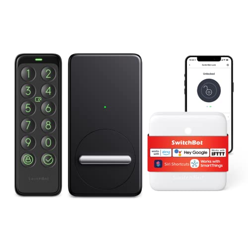 SwitchBot WiFi Smart Lock mit Keypad, smartes, elektronisches intelligentes Türschloss für das Schlüssellose Öffnen, Schließen der Tür per Zutrittscode, App, Alexa und Google Assistant von SwitchBot
