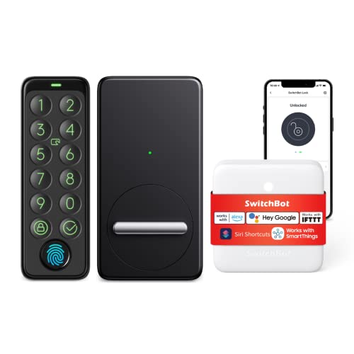 SwitchBot Wlan Smartes Türschloss Fingerabdruck, Elektronisches, Haustür, für das Öffnen/Schließen der Tür per Fingerprint, Zutrittscode, App, Kompatibel mit Alexa&Google Assistant von SwitchBot