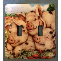 Drei Kleine Schweinchen Doppel Metall Schalter Platte von SwitchPlateShack