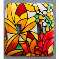 Glas Gefärbte Metall Schalterplatte Double 5"x4, 5" von SwitchPlateShack