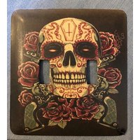 Sugar Skulls Double Metal Schalterplatte von SwitchPlateShack