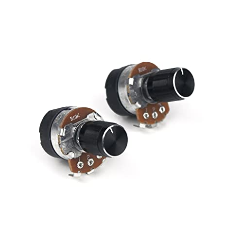 Switian 2 Stück s Wh138 10 K Ohm Single Linear Taper Dimmer Potentiometer mit An-/Aus-Schalter + chwarze Aluminiumlegierungsknöpfe von Switian
