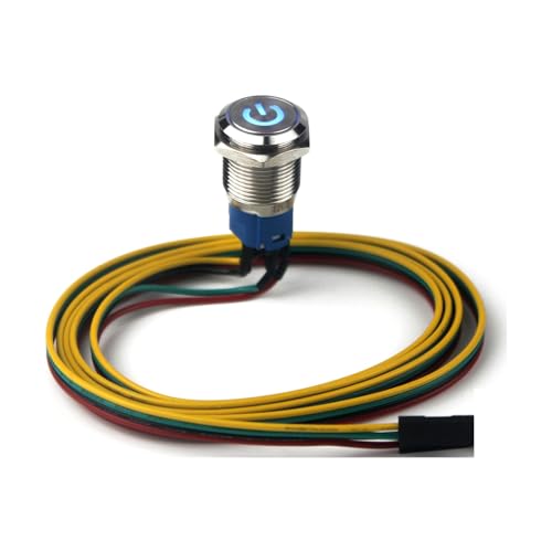 Switian PC Power Reset Schalter Computer Button Kabel LED Wire Kit Montage für Computer(100CM/16mm/Blau) von Switian