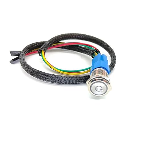 Switian PC Power Reset Schalter Computer Power Button Kabel LED Kabel Wire Kit Montage für Computer(Blau/16mm/60cm) von Switian