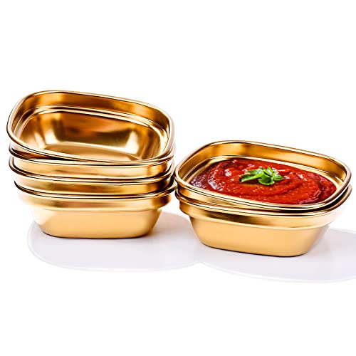 Edelstahl koreanischer Stil Geschmack Sojasauce Schale Set von 6 Stück Golden Dipping Sauce Dish Hot Pot Gewürzschale Saucenschale Edelstahl koreanischer Stil Geschmack Sojasauce Schale Set von 6 Stück Golden Dipping Sauce Dish Hot Pot Gewürzschale Saucenschale von Swlthwen
