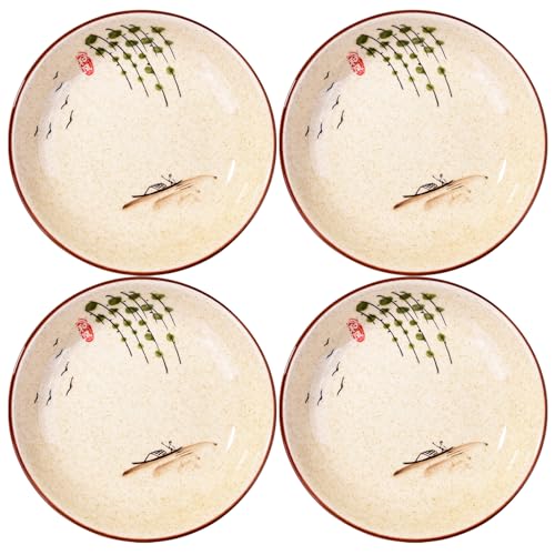 Swlthwen 4 Stück japanische Keramik-Teller, Haushaltsgeschirr-Teller (LS, 20,3 cm) von Swlthwen