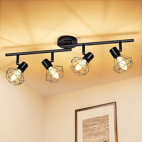 Deckenlampe LED Deckenleuchte 350° LED Deckenspots Lamp E14 4 Flammig Deckenstrahler Schwenkbar Schwarz Lampen Küchenlampe Wohnzimmer, Flurlampe Hanging Ceiling Modern für Küche, Flur,Schlafzimmer Deckenlampe LED Deckenleuchte 350° LED Deckenspots Lamp E14 4 Flammig Deckenstrahler Schwenkbar Schwarz Lampen Küchenlampe Wohnzimmer, Flurlampe Hanging Ceiling Modern für Küche, Flur,Schlafzimmer von Swoieltr