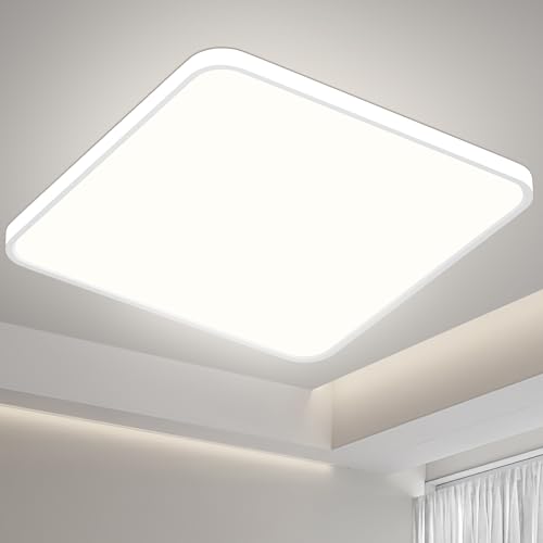 Deckenlampe LED Deckenleuchte Flach Eckig, 40x40cm Panel Lampe Decke Quadrat 36W 3900LM Wohnzimmer Neutralweiß 4000K Ultra Dünn Modern IP44 Badlampe für Schlafzimmer Kinderzimmer Flur Keller Küche Bad Deckenlampe LED Deckenleuchte Flach Eckig, 40x40cm Panel Lampe Decke Quadrat 36W 3900LM Wohnzimmer Neutralweiß 4000K Ultra Dünn Modern IP44 Badlampe für Schlafzimmer Kinderzimmer Flur Keller Küche Bad von Swoieltr