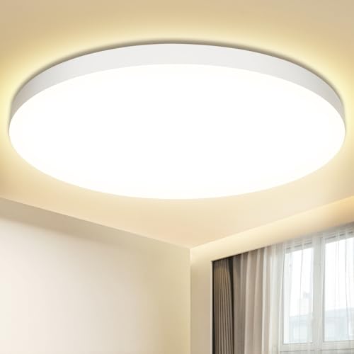 Deckenlampe LED Deckenleuchte Flach Ø28cm 24W,4000K, LED Lampen 2000LM, IP44 Wasserfest Rund Wohnzimmerlampe Decke Schlafzimmer Modern Schlicht Ultra Dünn für Badezimmer/Wohnzimmer/Balkon/Keller/Flur von Swoieltr