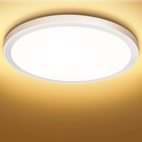 Deckenlampe LED Deckenleuchte Flach Rund, Lampe Decke Flurlampe 18W Warmweiß 3000K 1600LM Modern IP44 Badlampe Badezimmerlampe für Wohnzimmer Schlafzimmer Balkon Bad Flur Keller Küche UltraDünn Ø223MM von Swoieltr