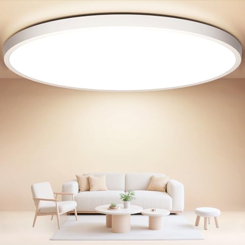 Deckenlampe LED Deckenleuchte Flach Rund, Ø40CM 36W 4000LM Lampe Decke Wohnzimmer Neutralweiß 4000K Ultra Dünn Modern IP44 Badlampe Badezimmerlampe für Schlafzimmer Kinderzimmer Flur Keller Küche Bad von Swoieltr