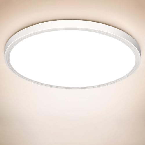Deckenlampe LED Deckenleuchte Flach Rund, Ultra Dünn Lampe Decke Flurlampe 18W Weiß 4000K 1600LM Modern IP44 Badlampe Badezimmerlampe für Wohnzimmer Schlafzimmer Balkon Bad Flur Keller Küche Ø 223MM von Swoieltr
