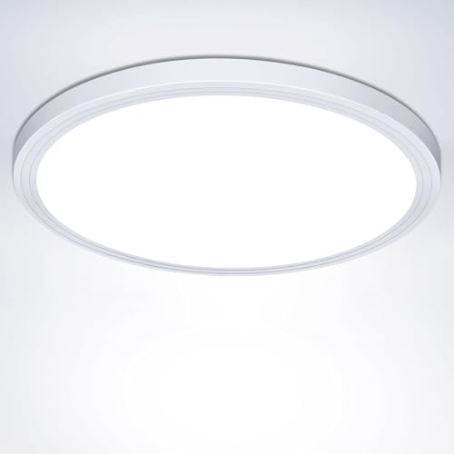 Deckenlampe LED Deckenleuchte Flach Rund - 18W 6500K 1600LM IP44 Modern Kaltweiß Led Lampe Deckenbeleuchtung für Badezimmer Schlafzimmer Wohnzimmer Küche Bad Keller Flur Balkon UltraDünn Ø223 H21,5mm von Swoieltr
