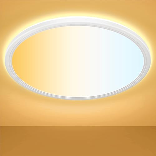 Deckenlampe Led Deckenleuchte Dimmbar mit Fernbedienung, 3000K-6500K 24W 2400LM Ø30cm H2.7cm Rund Flach LED Panel Decke Lampe für Schlafzimmer Badezimmer Küche Wohnzimmer Kinderzimmer IP44 Ultra Dünn von Swoieltr