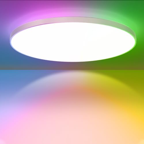 Deckenlampe Led Dimmbar 36W RGB Farbwechsel LED Deckenleuchte Flach mit Fernbedienung 3600LM Rund 3000K-6500K Deckenbeleuchtung für Schlafzimmer Küche Wohnzimmer Korridor Esszimmer Balkon Ø37CM Deckenlampe Led Dimmbar 36W RGB Farbwechsel LED Deckenleuchte Flach mit Fernbedienung 3600LM Rund 3000K-6500K Deckenbeleuchtung für Schlafzimmer Küche Wohnzimmer Korridor Esszimmer Balkon Ø37CM von Swoieltr