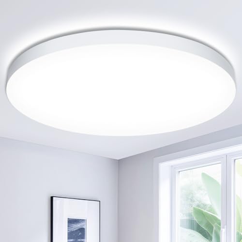 LED Deckenleuchte Flach Deckenlampe Ø28cm 24W,6500K, LED Lampen 2000LM, IP44 Wasserfest Rund Wohnzimmerlampe Decke Schlafzimmer Modern Schlicht Ultra Dünn für Badezimmer/Wohnzimmer/Balkon/Keller/Flur LED Deckenleuchte Flach Deckenlampe Ø28cm 24W,6500K, LED Lampen 2000LM, IP44 Wasserfest Rund Wohnzimmerlampe Decke Schlafzimmer Modern Schlicht Ultra Dünn für Badezimmer/Wohnzimmer/Balkon/Keller/Flur von Swoieltr