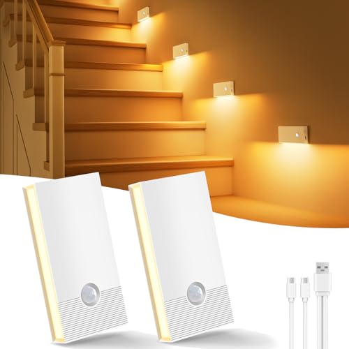 Nachtlicht Mit Bewegungsmelder, 2 Stück LED Nachtlicht USB-C Aufladbar 3 Modi Treppenlicht Bewegungsmelder, WarmWeiß Innen Nacht licht für Treppe, Flure, Kinderzimmer, Schlafzimmer, Küche,Weiß Nachtlicht Mit Bewegungsmelder, 2 Stück LED Nachtlicht USB-C Aufladbar 3 Modi Treppenlicht Bewegungsmelder, WarmWeiß Innen Nacht licht für Treppe, Flure, Kinderzimmer, Schlafzimmer, Küche,Weiß von Swoieltr
