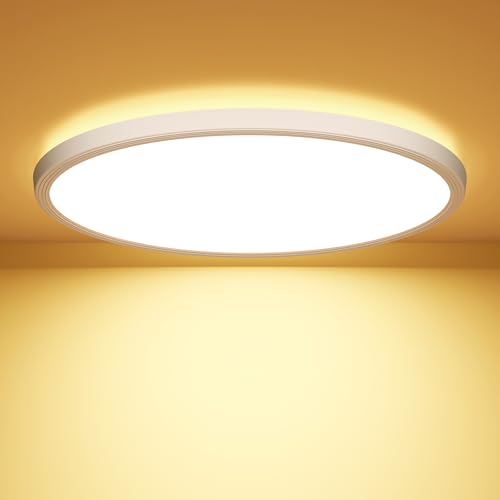 Swoieltr Deckenlampe LED Deckenleuchte Flach Rund, Ø22.3CM Deckenlampe LED 18W 1600LM 3000K Warmweiß IP44 Wasserdicht Badezimmer Lampe, Badlampe Decke für Bad Küche Flur Schlafzimmer Keller von Swoieltr