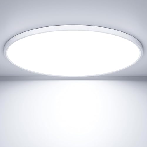Swoieltr Deckenlampe LED Deckenleuchte Flach Rund, Ø40CM Deckenlampe LED 36W 3600LM 6500K Kaltweiß IP44 Wasserdicht Badezimmer Lampe, Badlampe Decke für Bad Küche Flur Schlafzimmer Keller von Swoieltr
