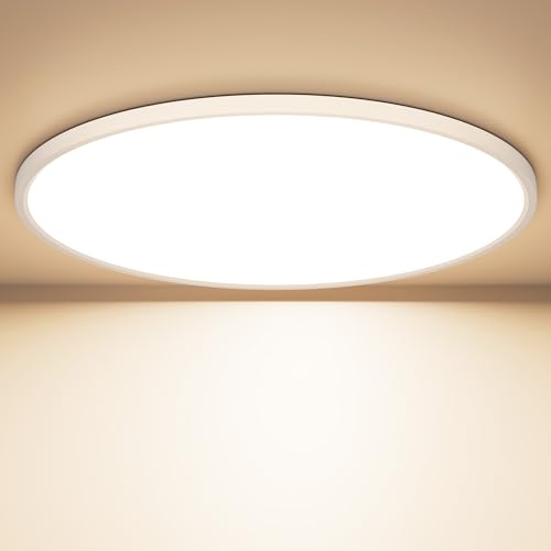 Swoieltr Deckenlampe LED Deckenleuchte Flach Rund, Ø50CM Deckenlampe LED 48W 4800LM 4000K Neutralweiß IP44 Wasserdicht Badezimmer Lampe, Badlampe Decke für Bad Küche Flur Schlafzimmer Keller von Swoieltr