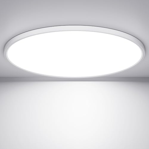 Swoieltr Deckenlampe LED Deckenleuchte Flach Rund, Ø50CM Deckenlampe LED 48W 4800LM 6500K Kaltweiß IP44 Wasserdicht Badezimmer Lampe, Badlampe Decke für Bad Küche Flur Schlafzimmer Keller Swoieltr Deckenlampe LED Deckenleuchte Flach Rund, Ø50CM Deckenlampe LED 48W 4800LM 6500K Kaltweiß IP44 Wasserdicht Badezimmer Lampe, Badlampe Decke für Bad Küche Flur Schlafzimmer Keller von Swoieltr