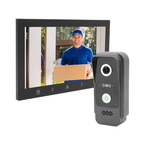 Swokely 10 Zoll 1080p HD Videotürbell Ty WiFi Smart Intercom mit Mobiler App NFC Unlock BT 2 Band WiFi 2.4G 5G Smart Door Entry -System (EU-Stecker (AC 220-240V 50 Hz)) von Swokely
