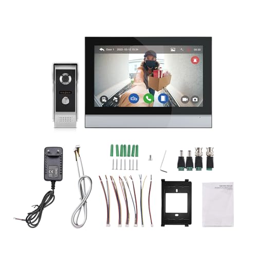 Swokely 1080P Kabellose Video-Türklingelkamera mit Monitor TY APP WiFi 7 Zoll Touchscreen Video-Türsprechanlage Kamera-Kits Zweiwege-Gegensprechanlage Elektronische Bilderrahmenfunktion 8 Sprachen von Swokely