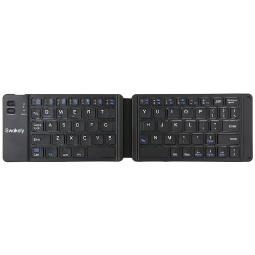 Swokely Bequem zusammenklappbare BT-Tastaturkompatibilität Intelligente Anpassung Einfach und kompakt Lange Akkulaufzeit Leicht zu transportieren Schwarz von Swokely