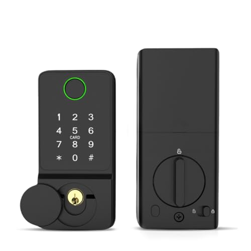 Swokely Tür Smart Lock Fingerabdruck Passwort Key Card Ty App WiFi Remote Access 8 Sprachen für 10-12 Mm Rahmenerglasetor Aluminiumlegierung Haken Riegel Riegel von Swokely